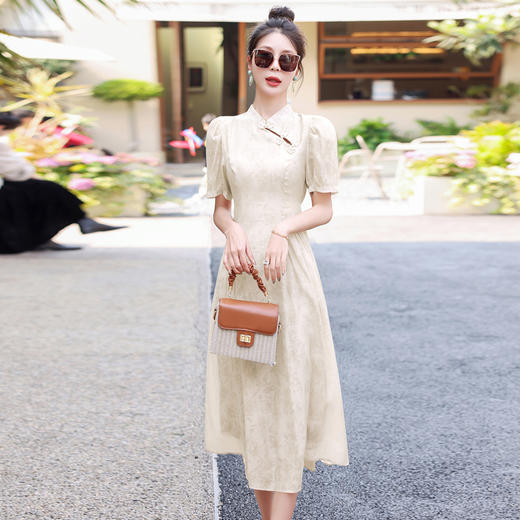 复古仙气泡泡袖，淑女时尚潮流天丝棉连衣裙HR-LMJY6611 商品图7