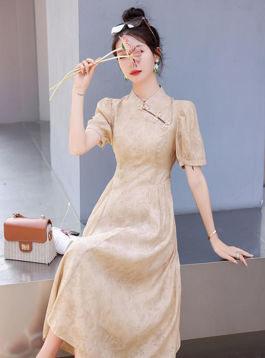 复古仙气泡泡袖，淑女时尚潮流天丝棉连衣裙HR-LMJY6611 商品图9