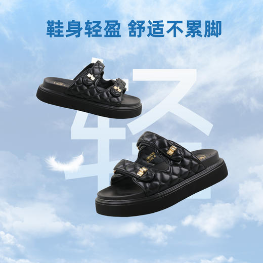 Safiya/索菲娅2023新品春夏小香风厚底外穿假日休闲气质凉拖SF32110032 商品图2