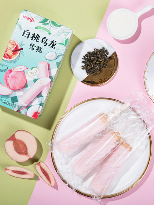 明治雪糕白桃乌龙芝士奶盖风味雪糕冰棒414g/盒雪糕冰糕批发 商品图1