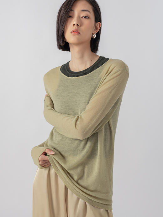 322工房质感单品水溶羊毛微透针织套头衫2023春夏百搭罩衫女B039 商品图0