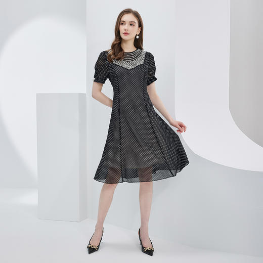 NF8D8斯尔丽瑟俪2023春夏手工钉珠赫本风波点裙高腰节减龄时尚连衣裙 商品图3