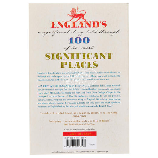 【中商原版】英格兰史上100个重要的地方 英文原版 A History of England in 100 Places John Julius Norwich 商品图1