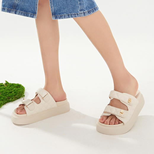 Safiya/索菲娅2023新品春夏小香风厚底外穿假日休闲气质凉拖SF32110032 商品图5