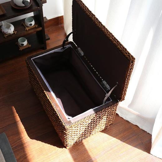 田园藤草编收纳凳储物凳换鞋凳搁脚沙发方凳可坐人整理收纳箱 商品图3