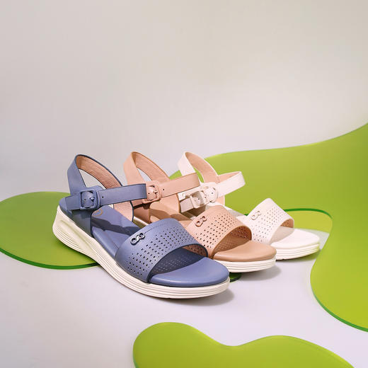 Safiya/索菲娅2023夏季新品妈妈鞋舒适真皮轻便一字带防滑坡跟厚底凉鞋SF32115037 商品图10