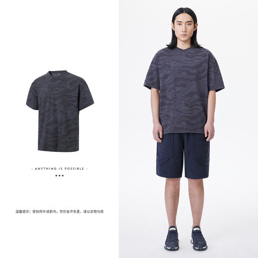 中国李宁2023新款男子短袖夏季功夫系列透气宽松休闲文化衫 AHST065 商品图3