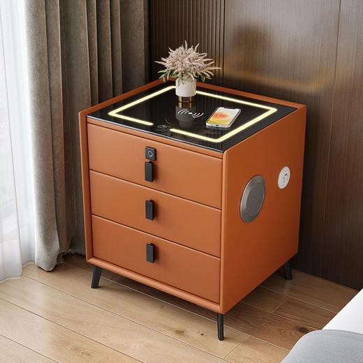 智能床头柜简约床头柜极简三层音箱指纹锁收纳现代轻奢风插电包邮 商品图1