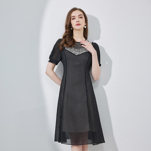 NF8D8斯尔丽瑟俪2023春夏手工钉珠赫本风波点裙高腰节减龄时尚连衣裙 商品图0
