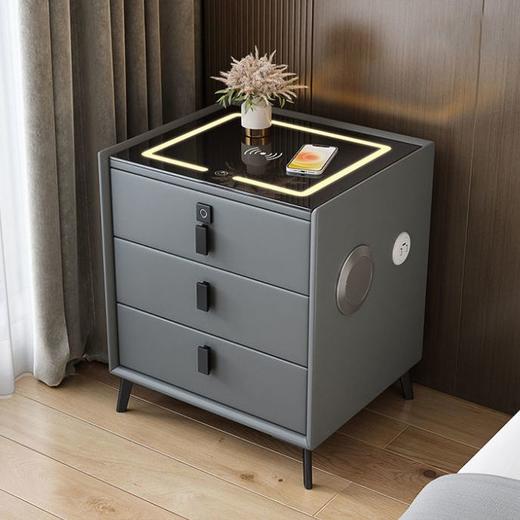 智能床头柜简约床头柜极简三层音箱指纹锁收纳现代轻奢风插电包邮 商品图4