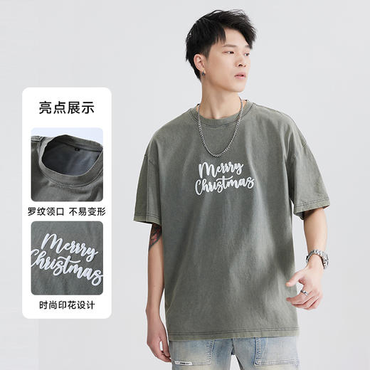 【新款DQ】大依优型大码男装厚短袖T恤潮胖夏季简约宽松休闲男士男纯棉260G重磅洗水 商品图3