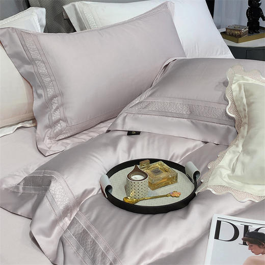 自然醒天丝棉镂空花边夏季天丝四件套凉感冰丝白色镂空宽边欧式轻奢床上用品礼盒装KY 商品图6