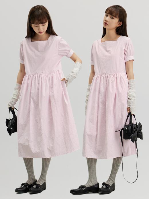 cryingcenter 夏日法式方领抽褶大裙摆冰淇凌连衣裙 商品图1