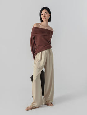 322工房质感单品水溶羊毛针织套头衫2023春夏款一字肩打底衫B040