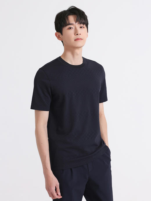 callisto深蓝色聚酯纤维混纺短袖T恤 SSTSS058C 商品图1