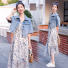 牛仔外套短袖两件套，显瘦碎花吊带连衣裙套装HR-YJLY667 商品缩略图0