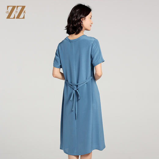 佐尔美夏季新款 100%桑蚕丝真丝短袖连衣裙女E22LS87 商品图4