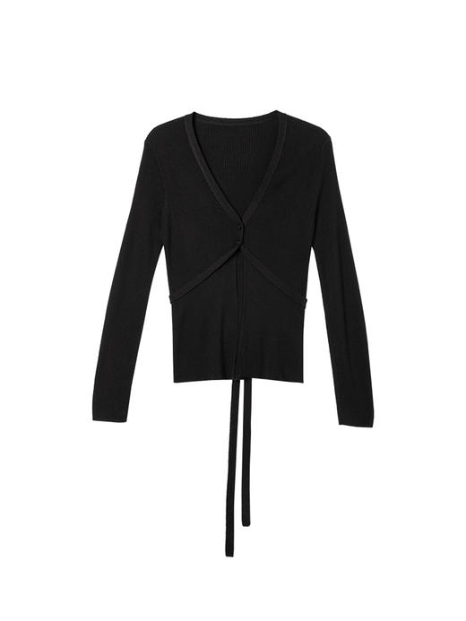 322工房再造经典丝羊绒针织系带开衫2023春夏款长袖修身外套B032 商品图4