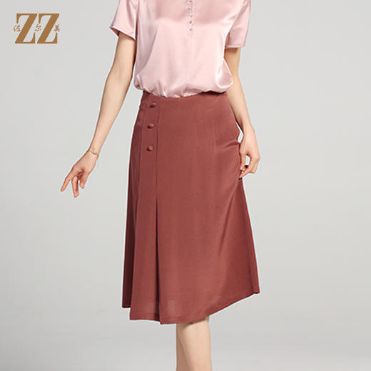 佐尔美夏季新款 优雅百搭100%桑蚕丝真丝短裙女E22QS77 商品图1