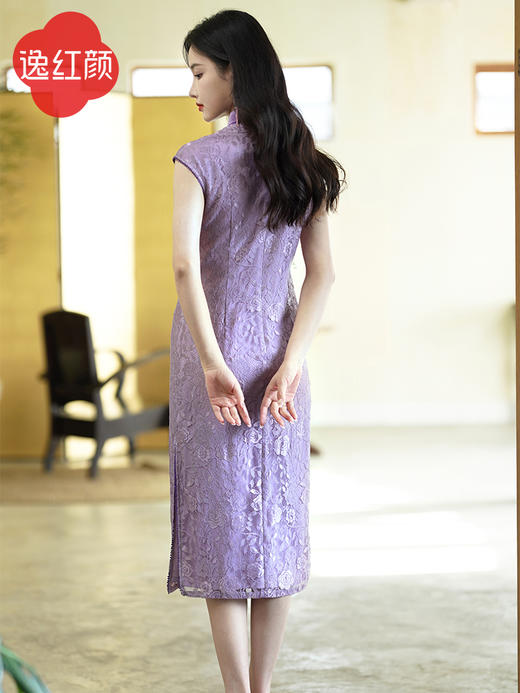 【多件多折】逸红颜玉妍2026夏季新款蕾丝旗袍改良版连衣裙女里布弹力雪纺透气 商品图4