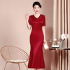WX-2299162喜婆婆婚宴装显瘦旗袍醋酸缎新款婚礼礼服修身长款连衣裙 商品缩略图2