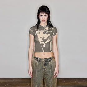  NUTH“凝视”｜印花T恤女复古修身百搭短袖夏季辣妹短上衣