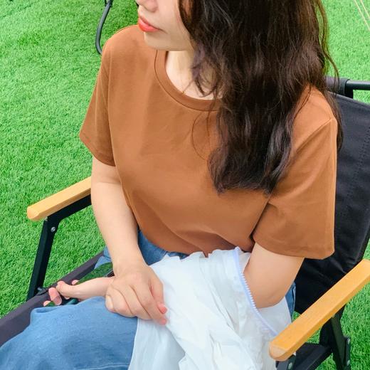 【百图lulu定制】【神仙T】低饱和度  纯色 简约短袖  棉T恤 商品图5