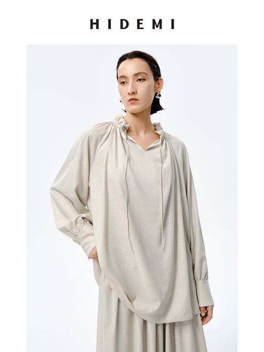 HIDEMI 花苞抽绳设计感阔形褶皱衬衫半裙套装 商品图7