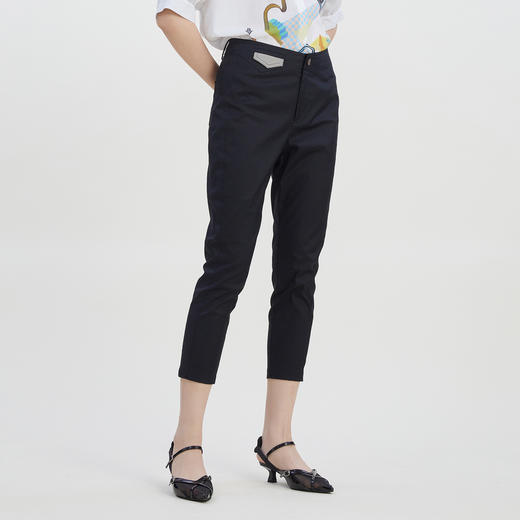 谜底修身铅笔裤九分裤2023夏新款简约百搭紧身小脚裤女232MK0655 商品图1