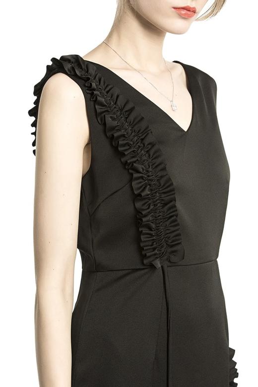 SUMMER & SAGE 黑色褶皱V领礼服 1837 商品图4