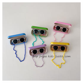 ins儿童墨镜+眼镜盒夏季防紫外线幼儿宝宝太阳眼镜男童女童防晒镜