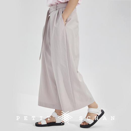 PETIT SCHAN小闪   CLO#250 Water Lily 睡莲 日本进口涤纶亚麻混纺春夏九分阔腿裤 商品图6