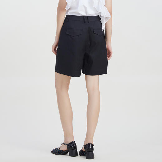 谜底修身百搭短裤女2023夏新款时尚简约纯色高腰直筒裤232MK0508 商品图2