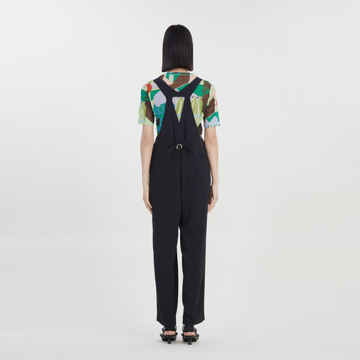 谜底时尚背带裤女2023夏新款宽松高腰直筒裤连体九分裤232MK0586 商品图2