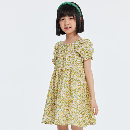 【抄底价清仓】龙之涵甜美泡泡袖公主裙碎花连衣裙  60S高支盐缩工艺全棉 女童洋气泡泡袖连衣裙 商品图3
