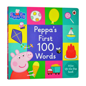 小猪佩奇100个入门单词 英文原版绘本 Peppa Pig Peppa's First 100 Words 粉红猪小妹 纸板翻翻书 儿童英语启蒙学习书籍 英文版