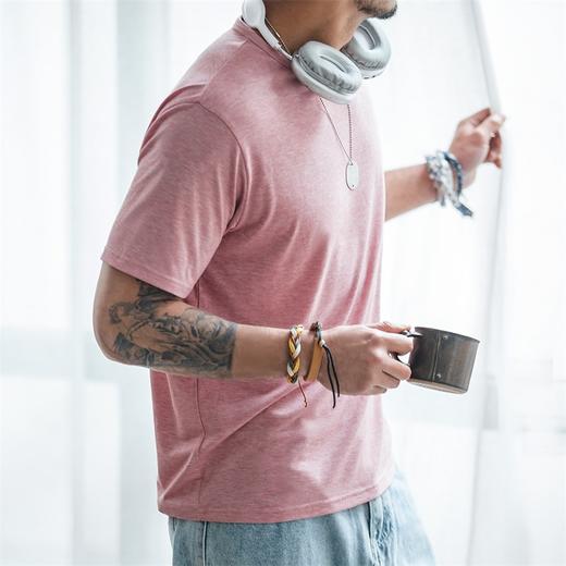 工装优选 美式休闲混纺无痕短袖T恤薄款透气纯色圆领打底汗衫男夏 商品图3