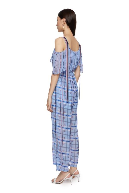 TONGRI曈日 蓝色格纹半透明吊带连体裤 6869 商品图4