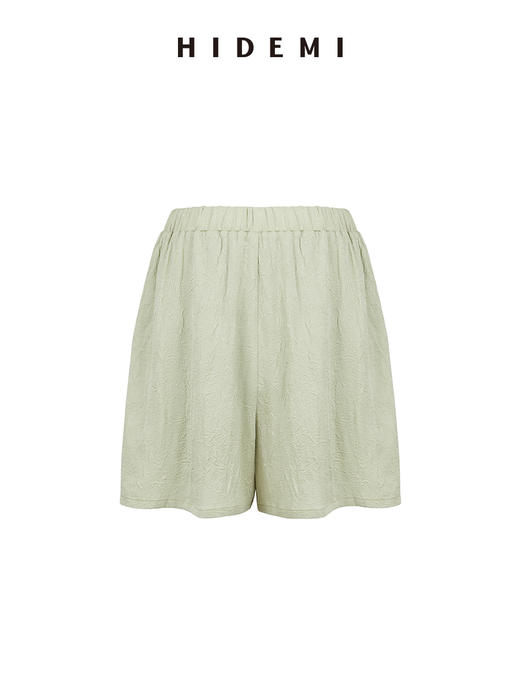 HIDEMI 浮雕褶皱艺术缎面不对称绑带设计感三件套 露背上衣/中短裤/半身裙 商品图10