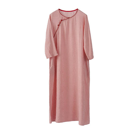 * 绽放295朵/亚麻提花新中式旗袍领七分袖连衣裙 商品图4