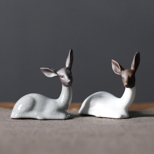 青瓷小鹿茶宠 摆件可养开片陶瓷小鹿茶玩茶道配件创意 商品图1