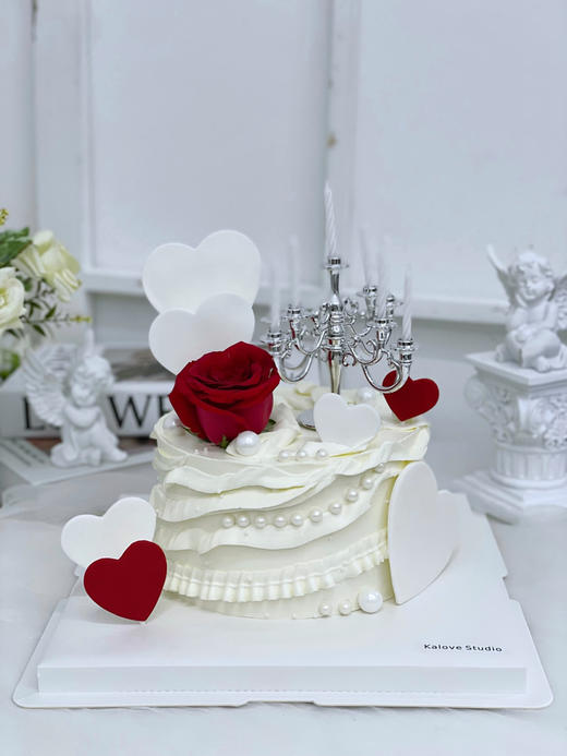 女神烛台爱心周年纪念日求婚表白蛋糕 商品图0