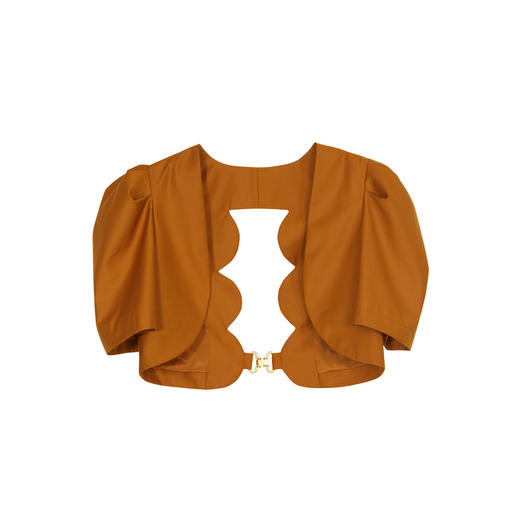 谜底特色短款外套短袖女2023夏新款后背镂空泡泡袖披肩232MW0634 商品图4