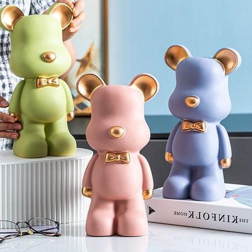 网红卡通陶瓷暴力熊客厅摆件电视柜抖音桌面现代简约装饰品存钱罐 商品图0