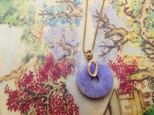 艳春色紫翡平安扣 商品图1