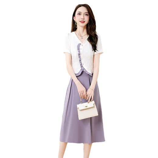 简约小香风，穿搭套装裙减龄木耳边显瘦两件套HR-WX719-19 商品图4