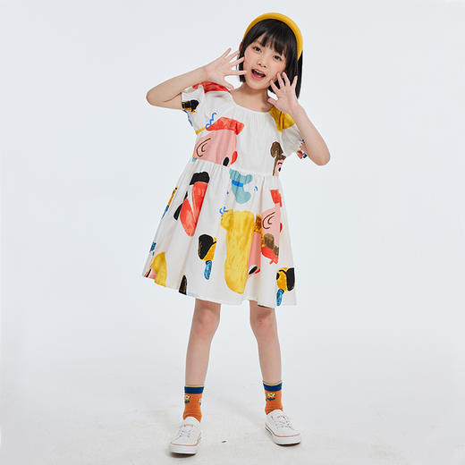 【抄底价清仓】龙之涵甜美泡泡袖公主裙碎花连衣裙  60S高支盐缩工艺全棉 女童洋气泡泡袖连衣裙 商品图9