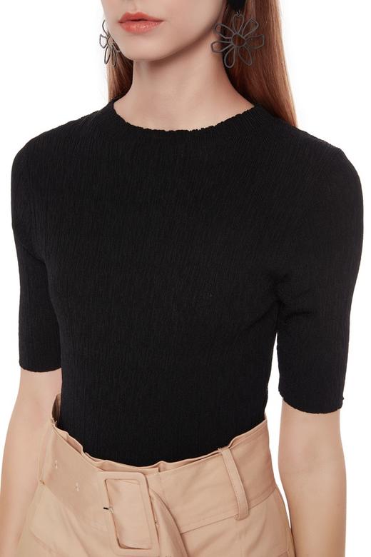 SUMMER & SAGE 黑色中袖修身上衣 6815 商品图2