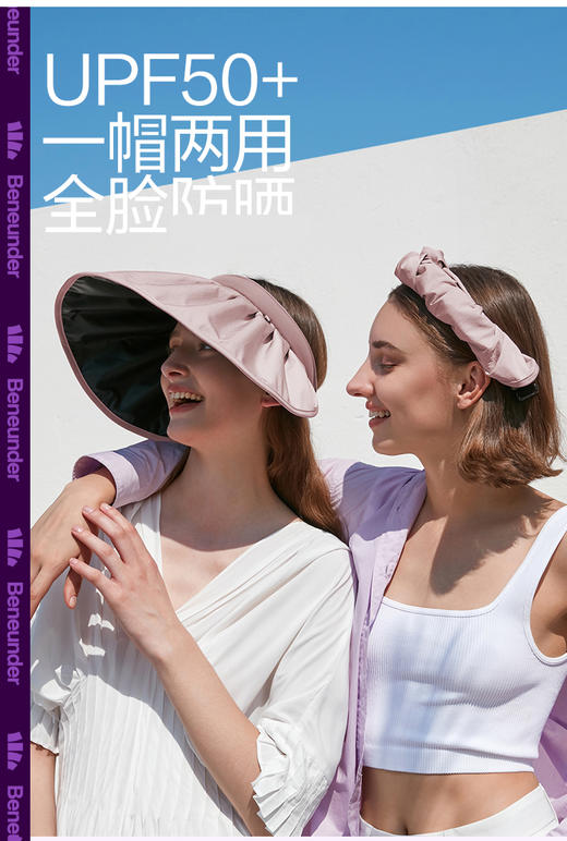 蕉下贝壳防晒帽女防紫外线夏季遮脸遮阳可调节空顶太阳帽子 商品图0