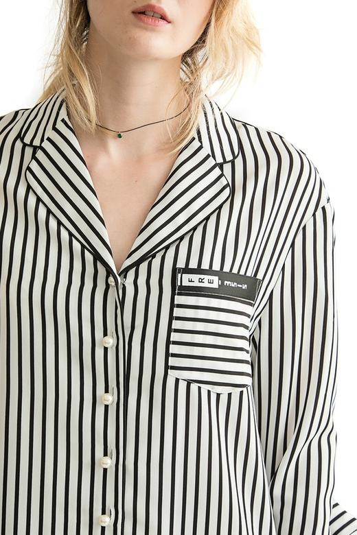 ROSEHOO 黑白条纹睡衣风雪纺衬衫 2088 商品图4